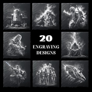20 Galactic Legends Slate Coaster Designs Laser Engraving PNG Digital Download xTool Glowforge Commercial Use