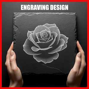 Elegant Botanical Rose Flower Art Digital Download PNG Graphics Designs for Slate Coasters Laser Engraving Glowforge