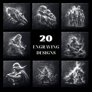 Diseños de posavasos de pizarra de Galactic Legends: archivos PNG grabados con láser para Glowforge, LightBurn y XTool