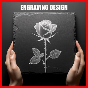 Botanical Floral Rose Art Digital Download PNG Graphics Designs for Slate Coasters Laser Engraving Glowforge