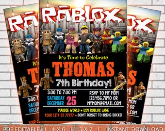 roblox birthday invitation with photo and your roblox etsy