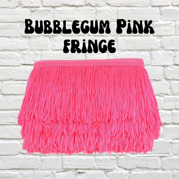 Bubblegum Pink Fringe-12” Freshie fringe, Frilly, Pink, Polyester Fringe