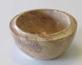 9" Spalted Maple Turned Bowl - Highly Figured Beautiful Grained Wood Bowl with a Gloss Finish - Turned Decorative Bowl