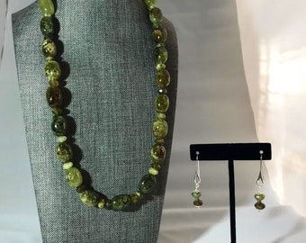 Green Garnet Gemstone Necklace Set