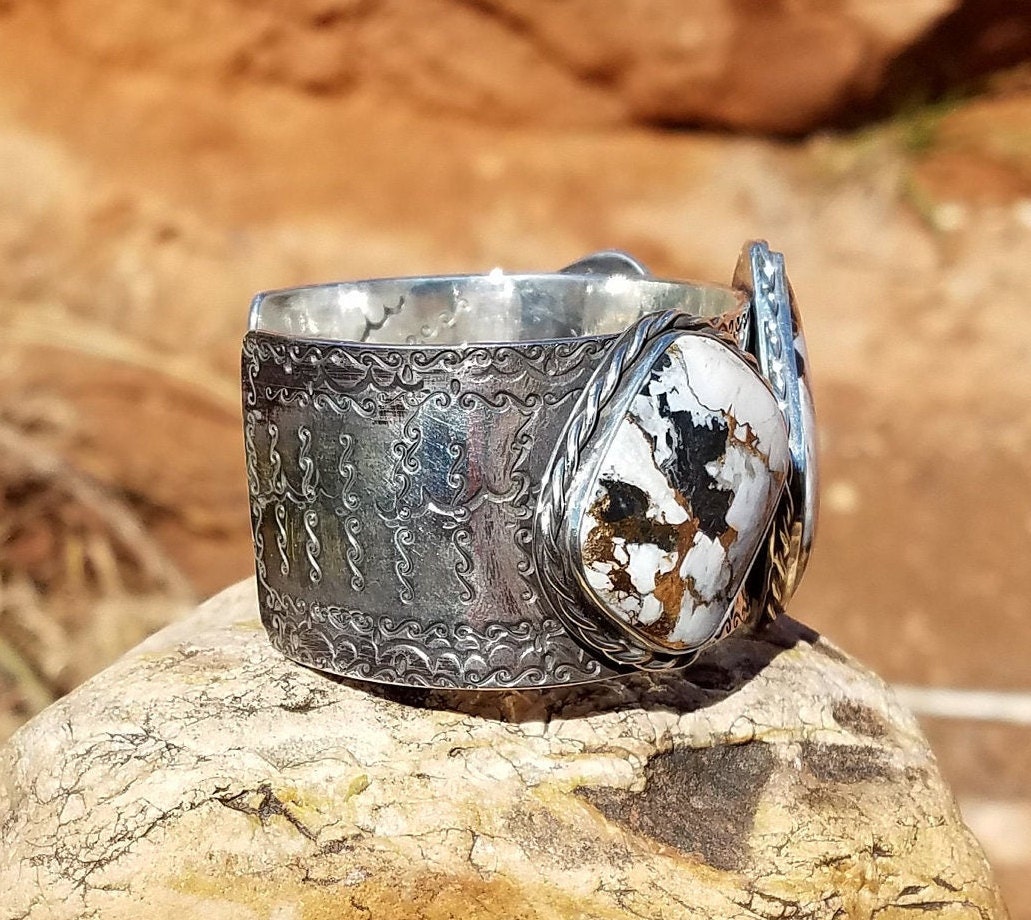 White Buffalo Cuff Bracelet, Kingman White Buffalo Three