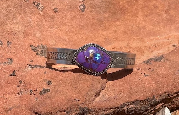Mohave Turquoise Bracelet, Kingman Turquoise Gemstone Cuff Bracelet, Sterling Silver Bracelet
