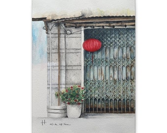 Vietnam travel canvas, Vietnamese art print, Vietnamese painting, Hoi An print, Vietnamese print, travel gift art, Vietnam travel gift