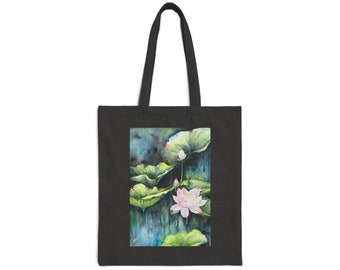 Baumwoll Tragetasche | Lotus Blume Tasche | Lotus Schultertasche | Kunst Einkaufstasche | Wiederverwendbare Handtasche | Geschenk für sie