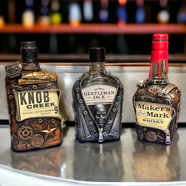 Liquor Bottle Art Etsy