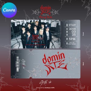 Design B | Canva Stray Kids DominATE Tour Personalised Custom Mock Ticket, DominATE World Tour, Stray Kids Kpop, Stray Kids Merch Concert
