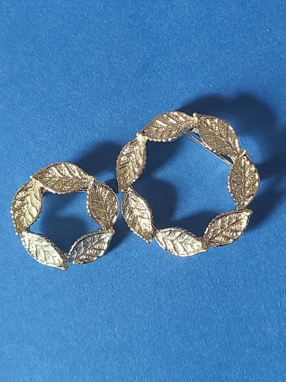 Pair of Matching Gerry's Vintage Silver Leaf Brooc