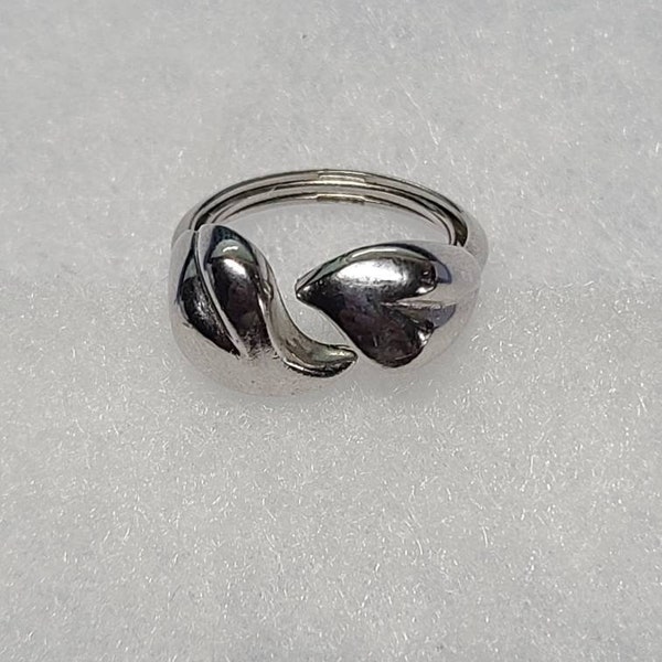 Vintage Lily Leaves Ring - Avon- Silver - Adjustable