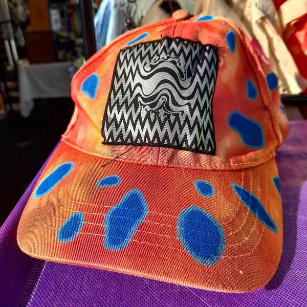 Tye dye unique caps with psychedelic patches