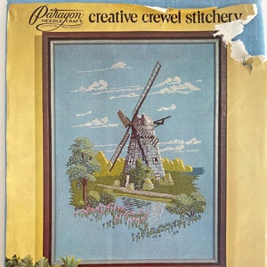 Vintage Paragon Needlecraft Kit Petticoat Windmill, Paragon Crewel Kits, Vintage Needlecraft Kits