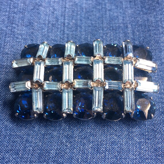 Vintage Sherman Brooch, Vintage Jewelry, Blue Jewe