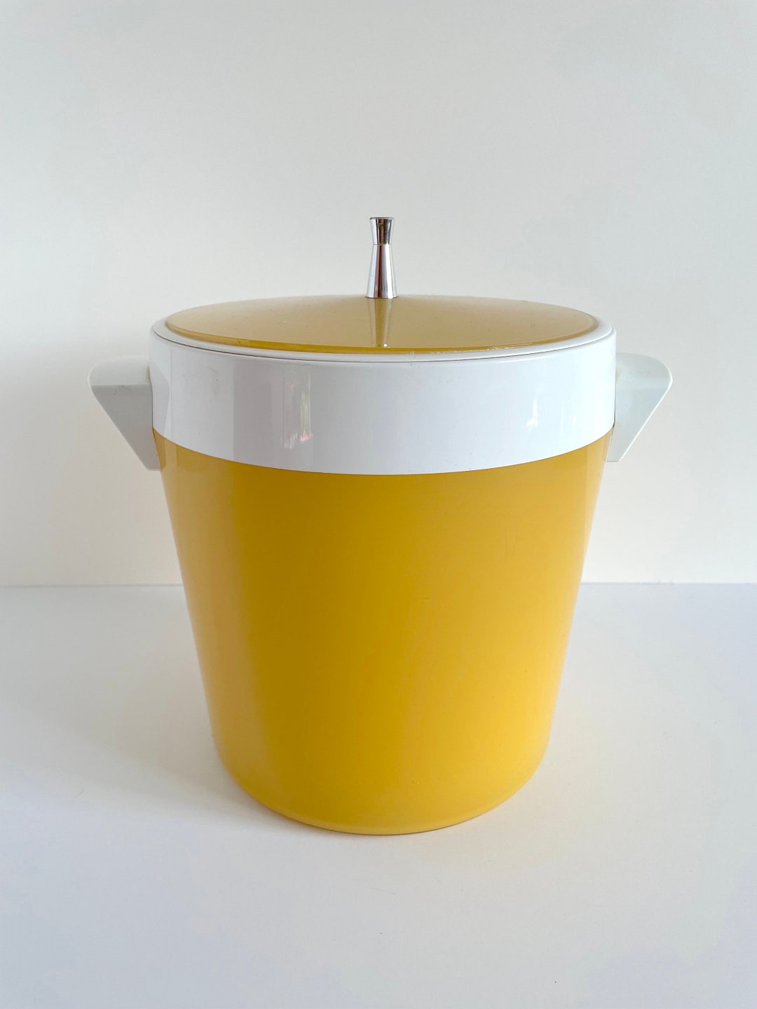 Retro Ice Bucket, Vintage Ice Bucket, Yellow Ice Bucket, Vintage