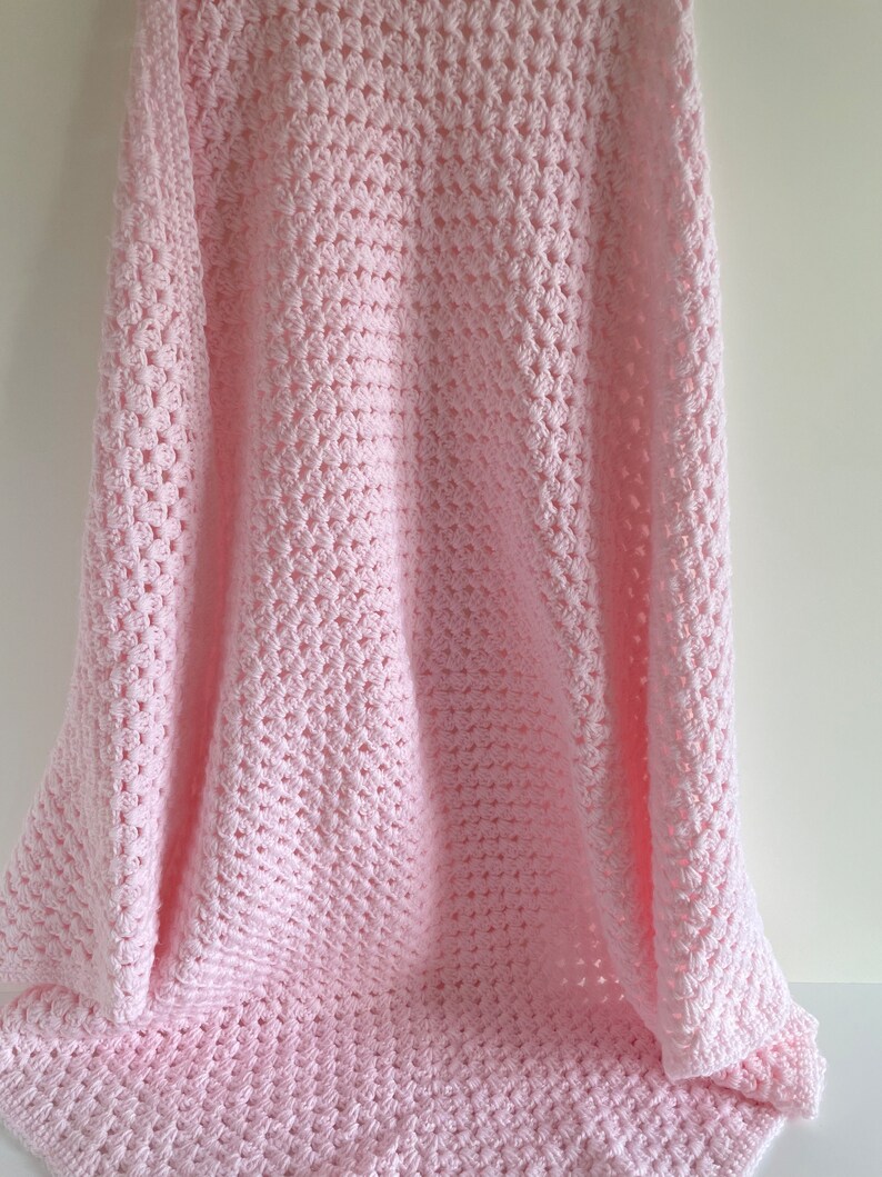 Vintage Baby Afghan, Baby Blanket, Handmade Afghan, Crib Blanket, Pink Baby Blanket Etsy