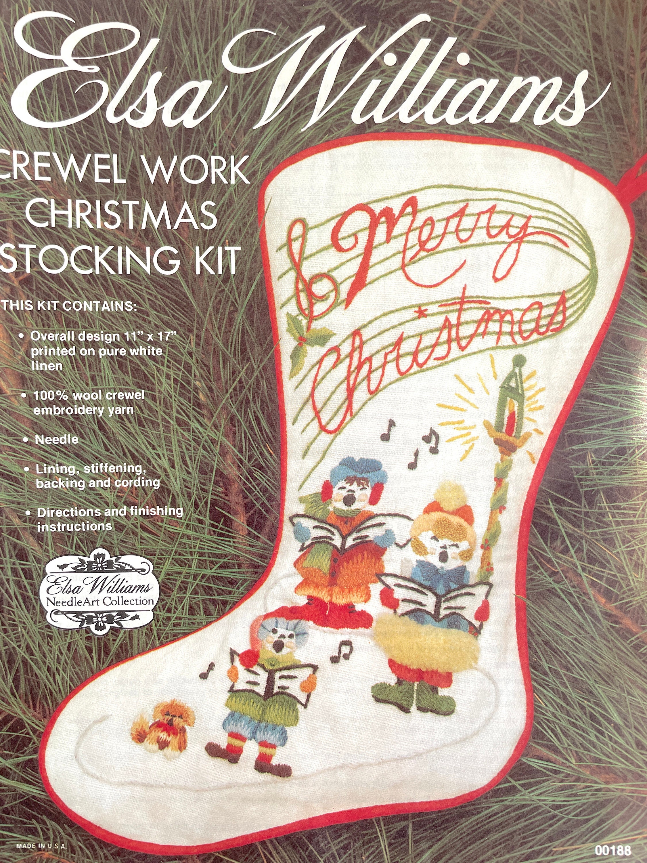 Rare Christmas Sleigh CrossStitch Stocking Kit Victorian Town Contemporary  Stitchery Crafts