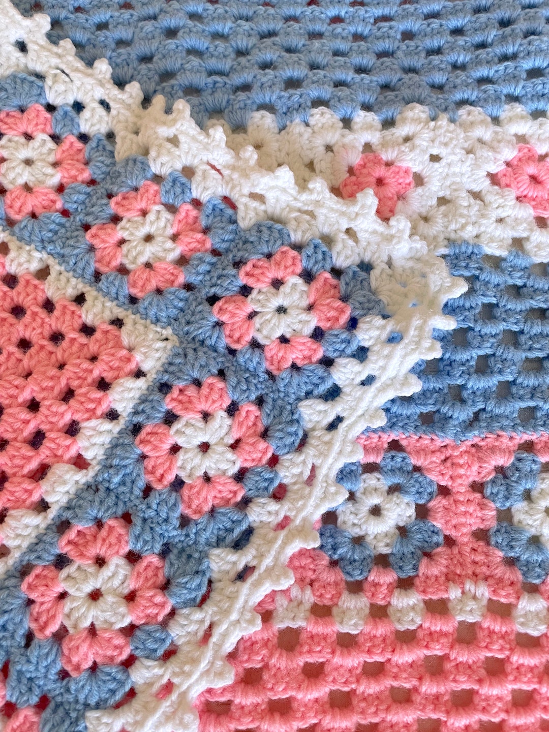 Vintage Baby Afghan, Baby Blanket, Handmade Afghan, Vintage Baby Blanket, Crib Blanket Etsy