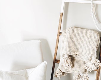 LOCAL ONLY Blanket Ladder | Rustic Towel Ladder Rack | Two Toned Blanket Ladder | Nursery Decor | Farmhouse Ladder, Boho Ladder