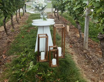 Set of three lanterns | Wood Lantern | Large Lantern | Wooded Lanterns | Wedding | Engagement shoot | Ceremony Floor Decoration Photoshoot