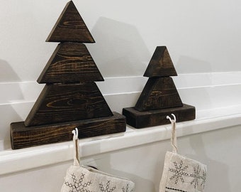 Dark Walnut Rustic Stocking Holder | Stocking | Home Decor | Christmas Tree Stocking Holder | Christmas Stocking Holder for Your Mantle