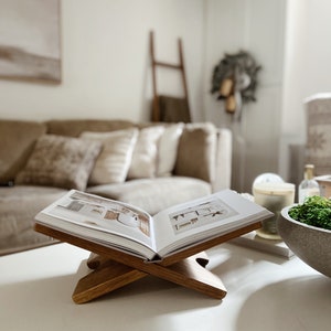 Open Book Display | Wood Book Display | Wood Book Stand | Recipe Book Stand | Contemporary Book Stand