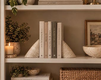 Travertine Bookend | Marble Booksends | Heavy Luxury Bookends | Bookends From Marble | Bookend, Natural Stone Bookends | Book Holder