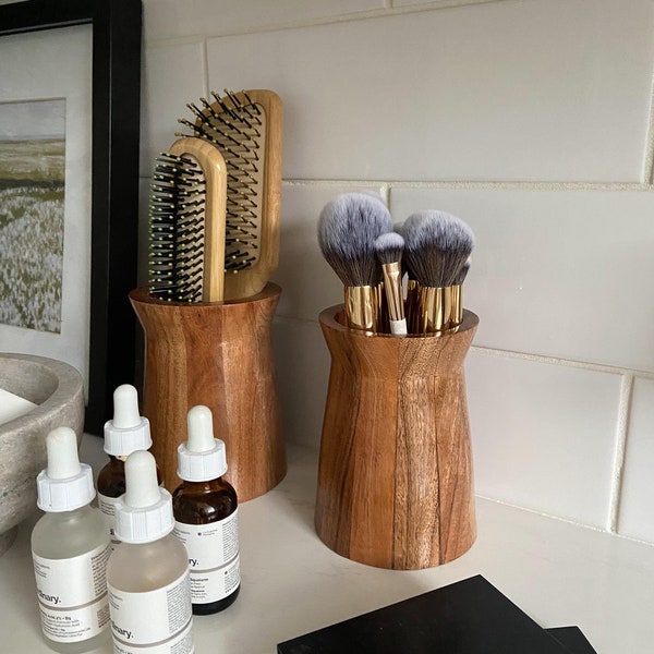 Wooden Toothbrush Cup | Makeup brush Cup | Paintbrush holder | Pen holder | Rustic Bathroom decor | Utilize Holders