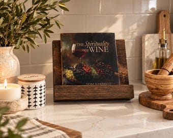 Rustic Dark Walnut Wooden Cookbook Stand, Recipe stand, Cookbook Holder, Recipe Holder, Book Stand, Gift Cookbook Holder