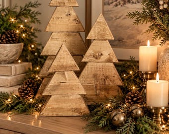 Provincial Rustic Wooden Christmas Trees - Set of Three | Christmas Decor | Rustic Wooden Christmas Trees | Set of Three (3) | Holiday Decor