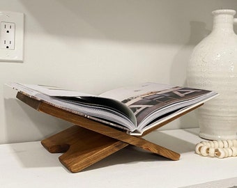 Open Book Display | Wood Book Display | Wood Book Stand | Recipe Book Stand | Contemporary Book Stand