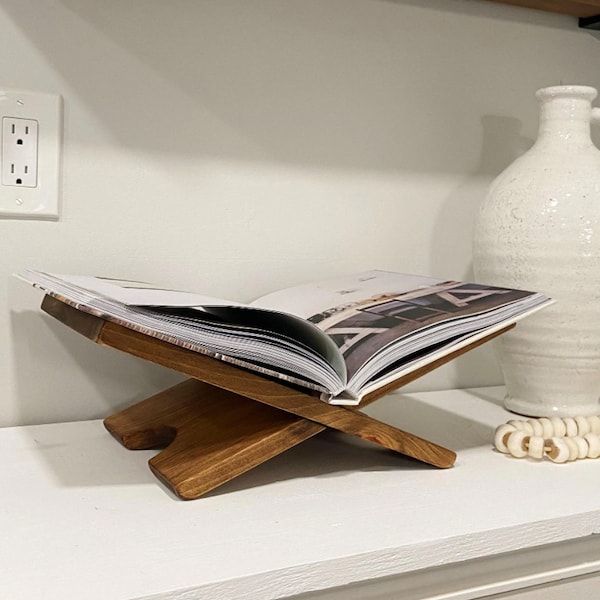 Open Book Display | Wood Book Display | Wood Book Stand | Recipe Book Stand | Contemporary Book Stand