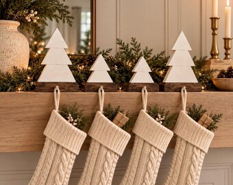 white and Dark Walnut Stocking Holder | Stocking | Home Decor | Christmas Tree Stocking Holder | Christmas Stocking Holder for Your Mantle