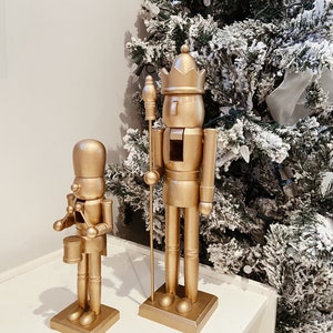 Wooden nutcracker | Wooden Christmas nutcracker | Nutcracker figurine | Set of two wooden Nutcrackers | Gold Nutcrackers | Christmas Decor