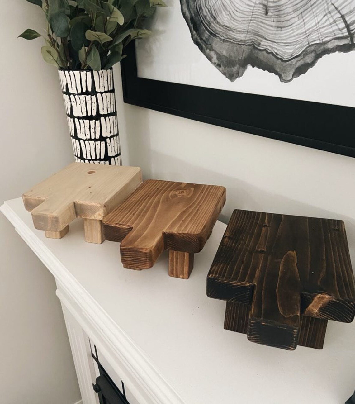 Dark Walnut Mini Display Stool | Wooden Riser | Wooden Decor | Brown ...
