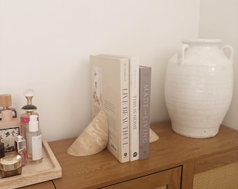 Travertine Bookend | Marble Booksends | Heavy Luxury Bookends | Bookends From Marble | Bookend, Natural Stone Bookends | Book Holder