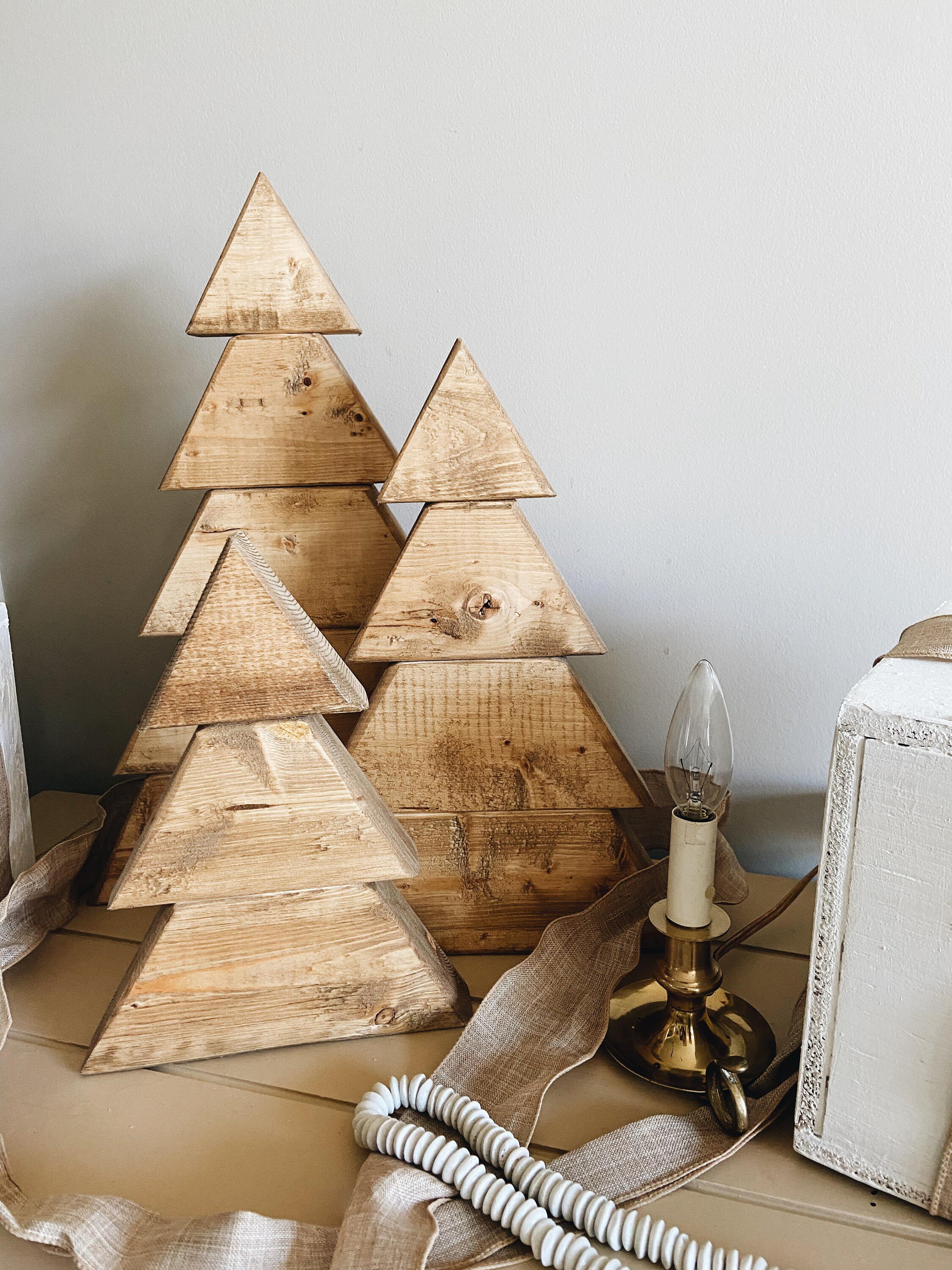 Christmas Decor Rustic Wooden Christmas Trees Set of Three Etsy Canada
