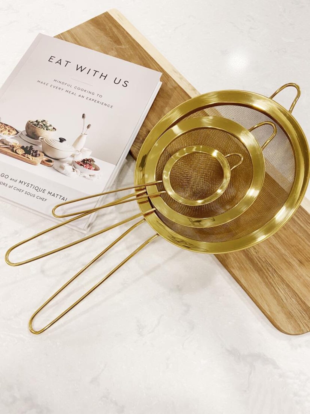 Gold Strainers Set of Three Strainers Strainer Set Fine Mesh Kitchen