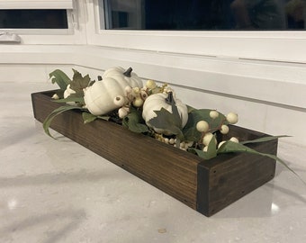 Mantle Tray, Low Wood Centerpiece Tray, Farmhouse Candle Tray, Rustic Table Decor, Long Seasonal Wood Centerpiece Tray, Farmhouse Decor