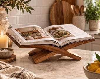 Open Book Display | Wood Book Display | Wood Book Stand | Recipe Book Stand | Contemporary Book Stand