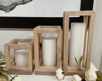 Wooden Candle Lantern, Set of 3 Wedding Lantern Centerpiece for Rustic Decor, Wedding Centerpiece, Wedding Décor, Baby Shower, Wooden Candle
