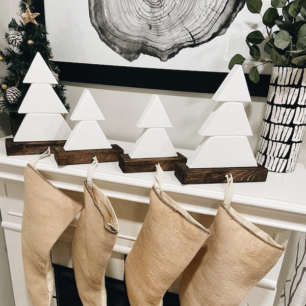 Porte-bas blanc et noyer foncé | Bas | Décoration d'intérieur | Porte-bas de sapin de Noël | Porte-bas de Noël pour votre manteau