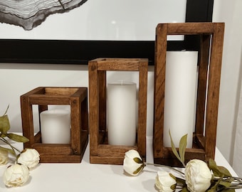 Wooden Candle Lantern, Set of 3 Wedding Lantern Centerpiece for Rustic Decor, Wedding Centerpiece, Wedding Décor, Baby Shower, Wooden Candle