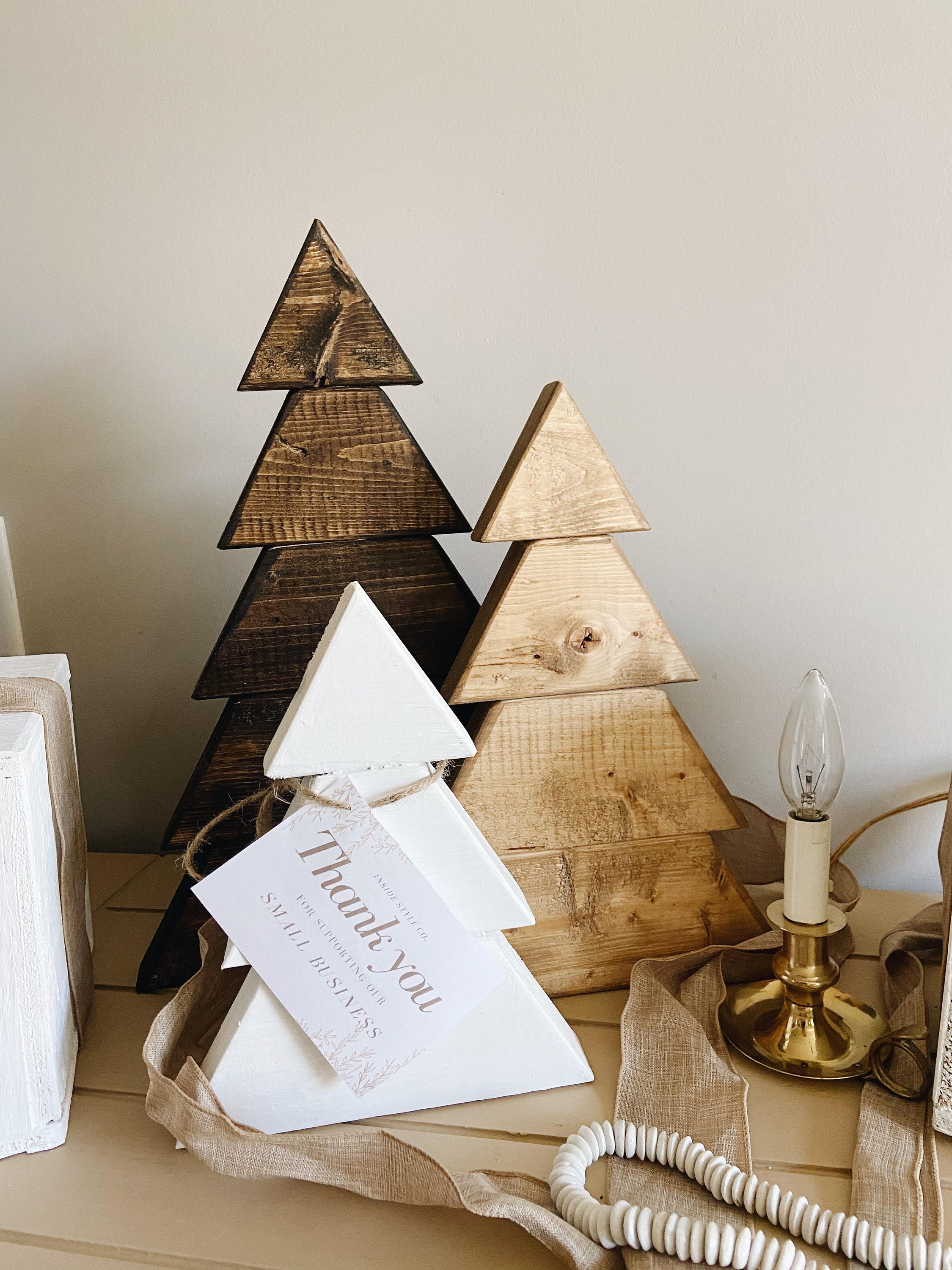 Christmas Decor Rustic Wooden Christmas Trees Set of Three Etsy