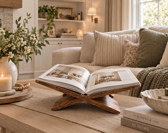 Open Book Display | Wood Book Display | Wood Book Stand | Recipe Book Stand | Contemporary Book Stand