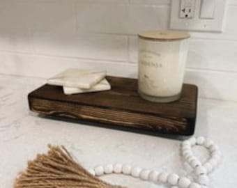 Counter Wooden Tray | Rectangle Wooden Riser Stand | Wood Farmhouse Stand | Farmhouse Pedestal Stand | Bathroom & Kitchen Soap Tray Stand