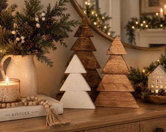 Christmas Decor | Rustic Wooden Christmas Trees | Set of Three (3) | Holiday Decor