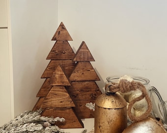 Provincial Rustic Wooden Christmas Trees - Set of Three | Christmas Decor | Rustic Wooden Christmas Trees | Set of Three (3) | Holiday Decor