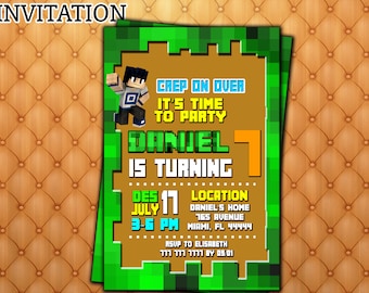 minecraft birthday invitation etsy